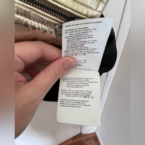 Hugo Boss 100% Genuine Leather Gold Moto Jacket - Picture 4 of 8